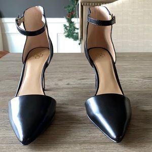 Brand new stilettos. 3 inch heel w/black suede/leather combo.Ankle strap adjusts